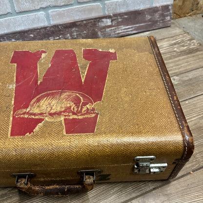 Vintage 1920s-1940s Wisconsin Badgers Madison Decal on Suitcase