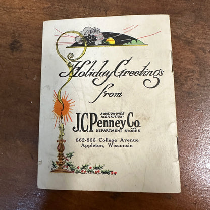 Vintage c1920s J.C. Penney Christmas Booklet "I Wish that I Were Santa" + Card