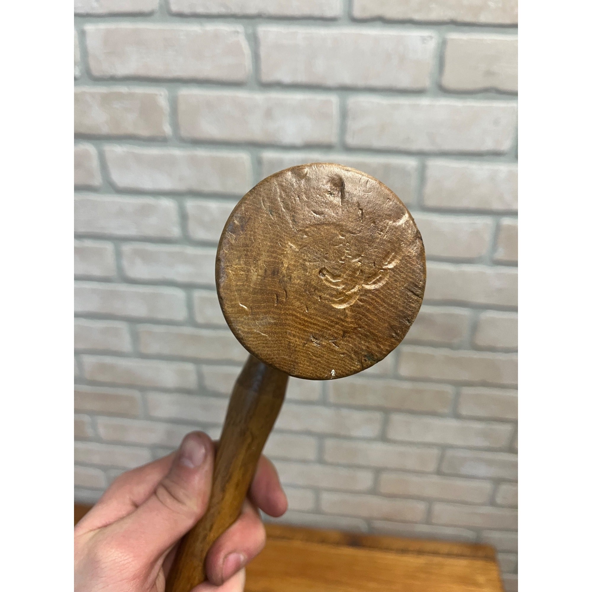 Vintage Large Hellenberg Wooden Kitchen Mallet Hammer Tool Decor