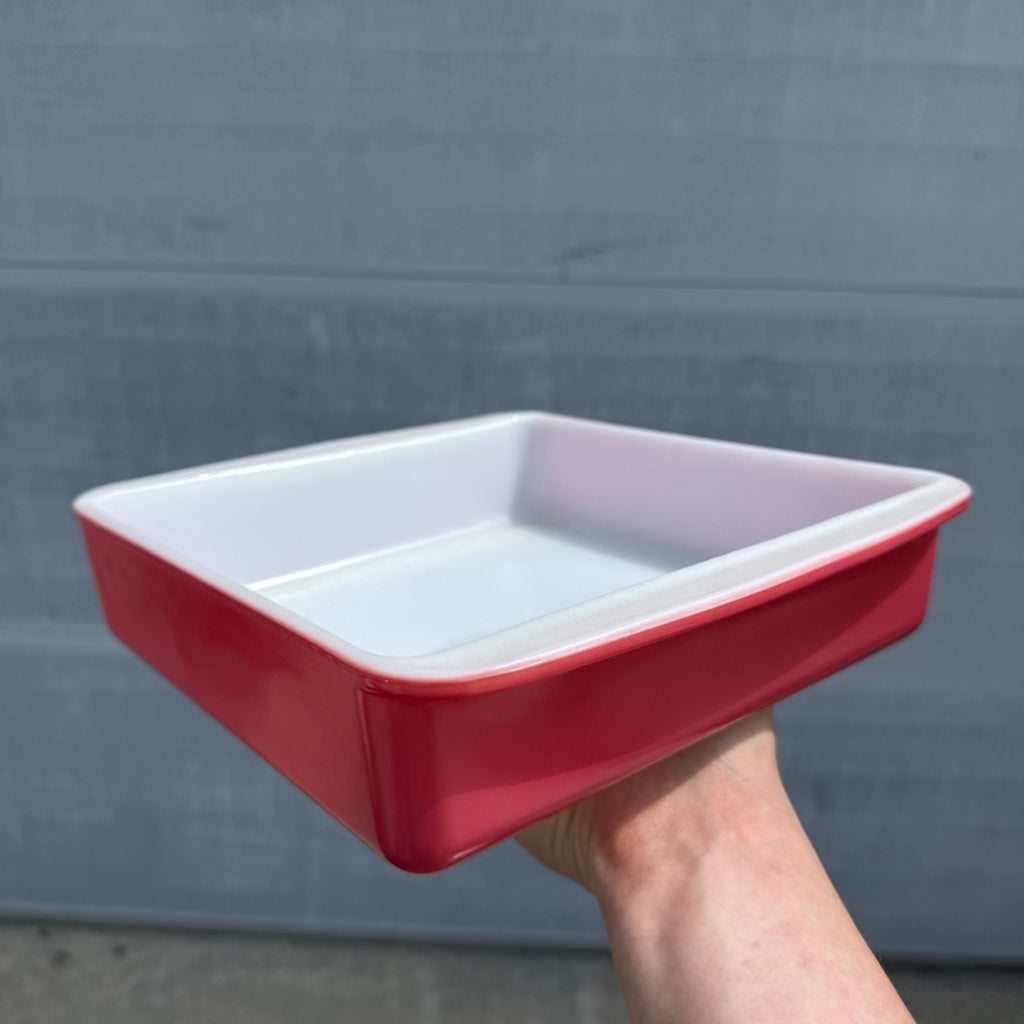 Vintage Pyrex Flamingo Pink Square 8" Baking Dish #222 MCM Bakeware Kitchen