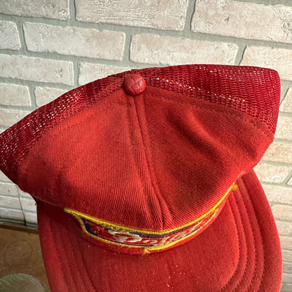 VINTAGE POINT BEER STEVENS POINT WIS PATCH RETRO SNAPBACK HAT RED AS-IS