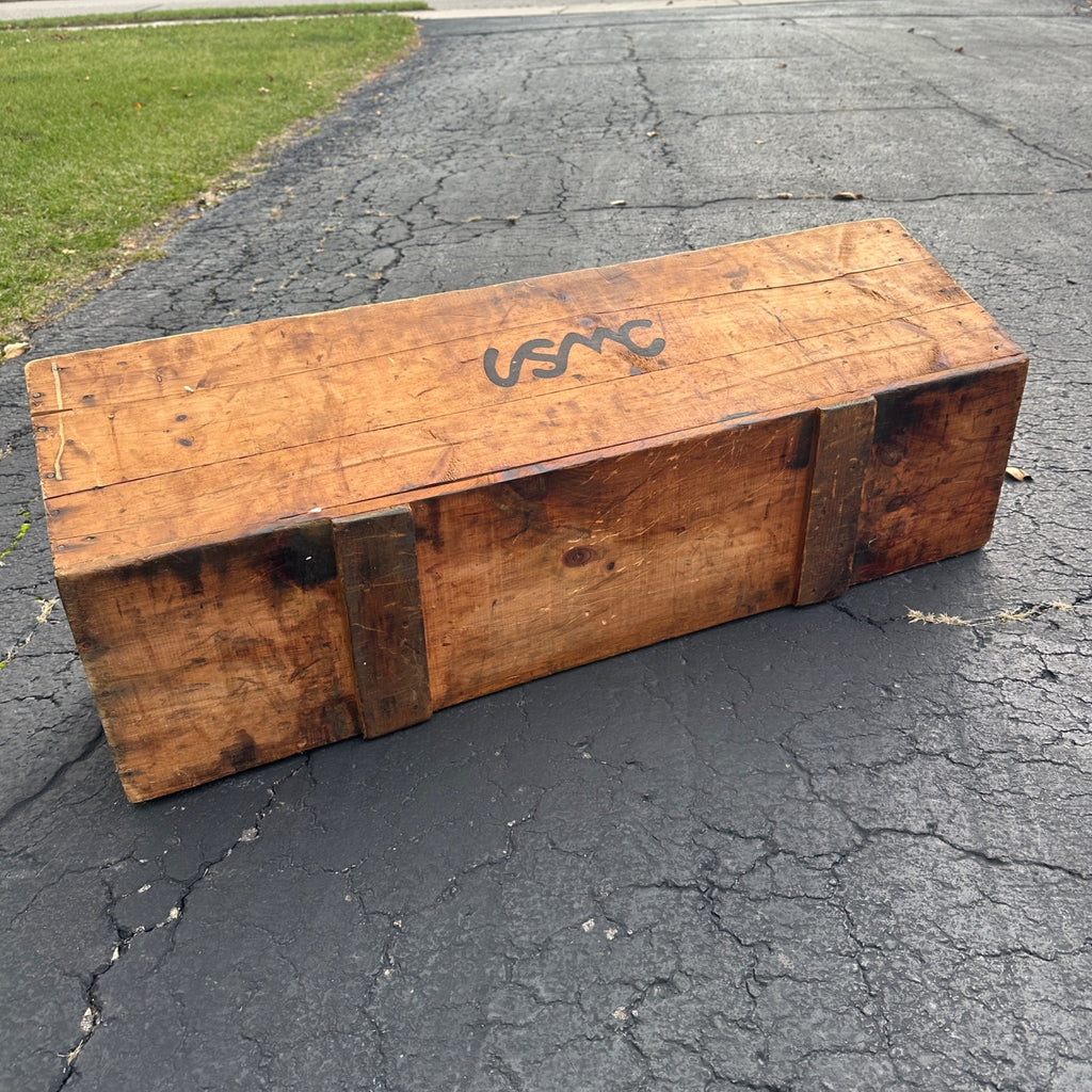 Vintage WW2 Era USMC Long Crate Military Aircraft Armaments Weapons Crate
