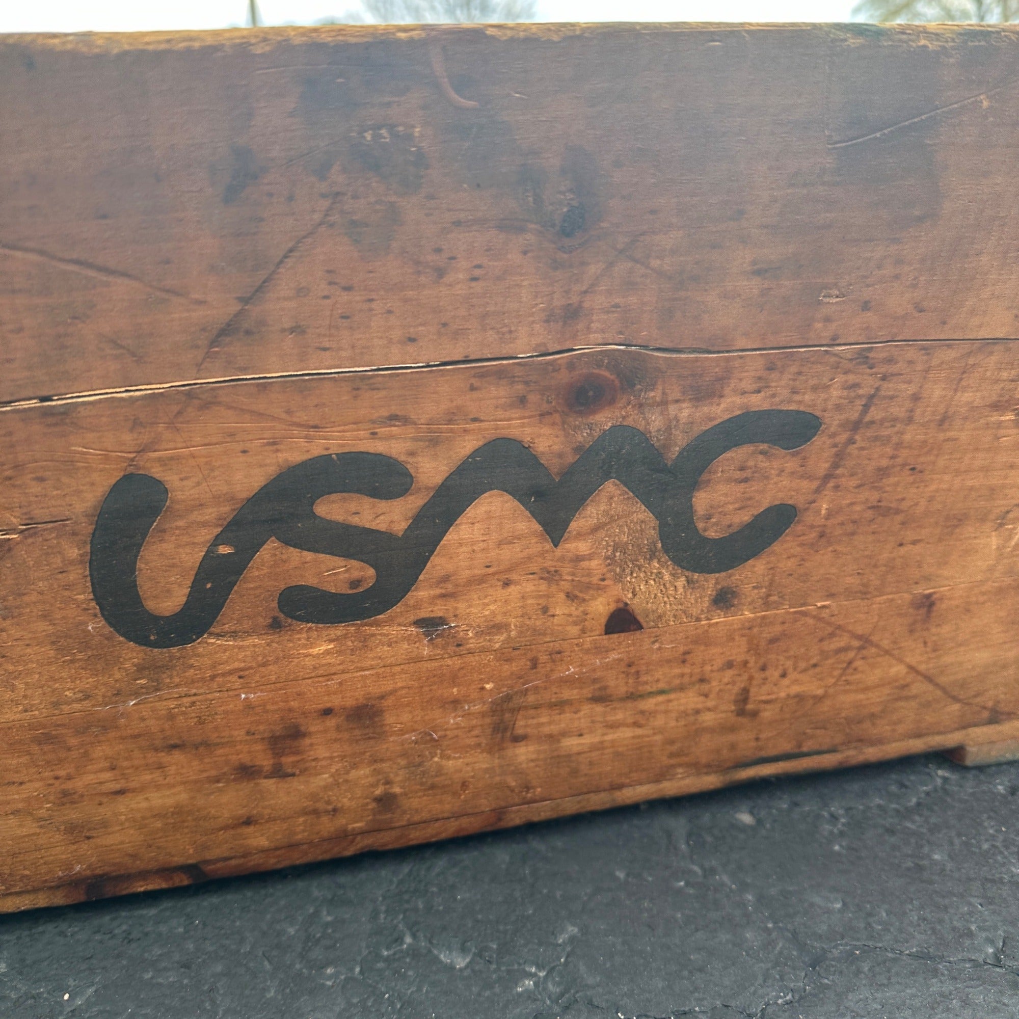 Vintage WW2 Era USMC Long Crate Military Aircraft Armaments Weapons Crate