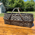 Primitive Oak Splint Gathering Basket Double Swing Handle Farmhouse Market Basket