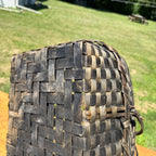 Primitive Oak Splint Gathering Basket Double Swing Handle Farmhouse Market Basket