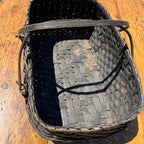 Primitive Oak Splint Gathering Basket Double Swing Handle Farmhouse Market Basket