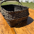Primitive Oak Splint Gathering Basket Double Swing Handle Farmhouse Market Basket