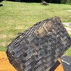 Primitive Oak Splint Gathering Basket Double Swing Handle Farmhouse Market Basket