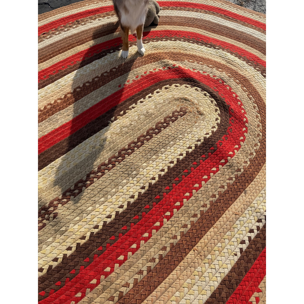 Antique Large Handmade Primitive Braided Area Floor Rug 11' x 14' Primitive Farmhouse