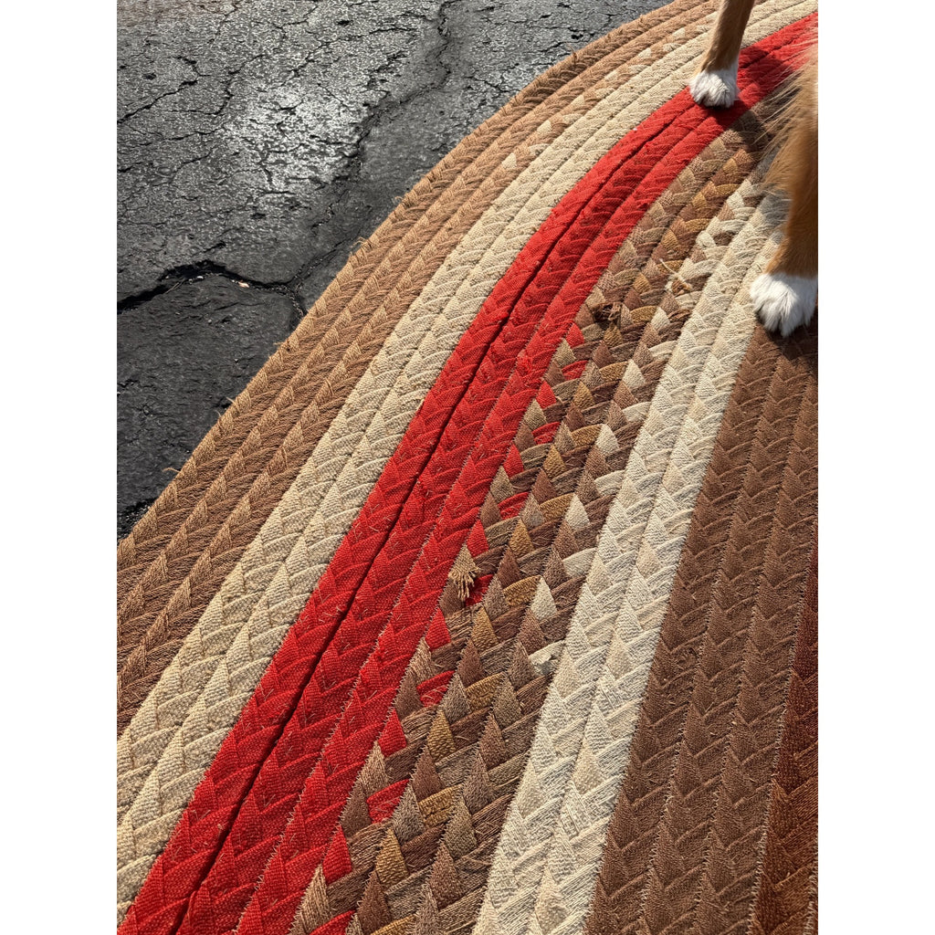 Antique Large Handmade Primitive Braided Area Floor Rug 11' x 14' Primitive Farmhouse