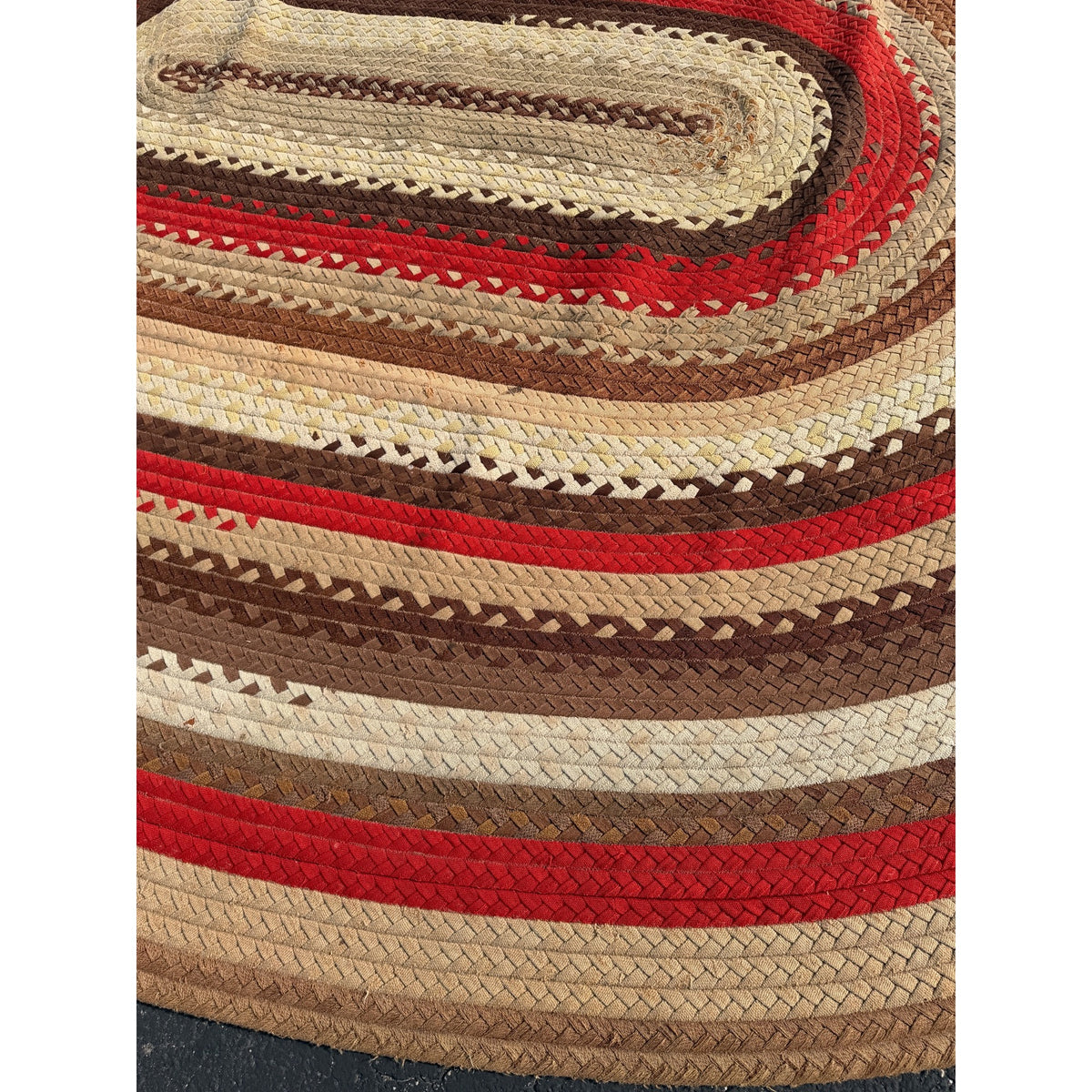 Antique Large Handmade Primitive Braided Area Floor Rug 11' x 14' Primitive Farmhouse