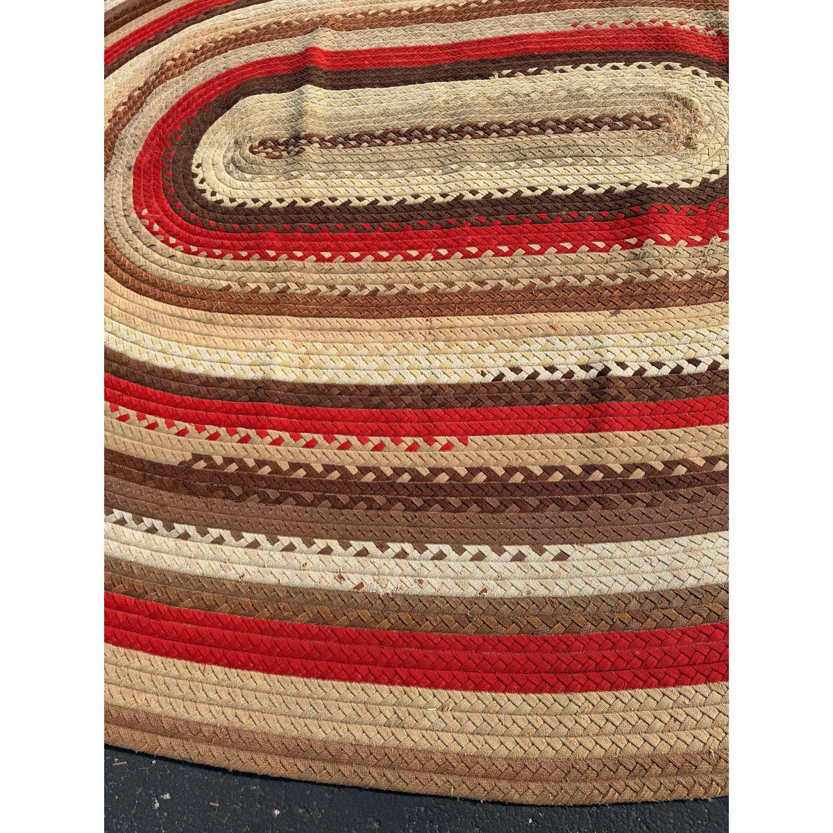 Antique Large Handmade Primitive Braided Area Floor Rug 11' x 14' Primitive Farmhouse