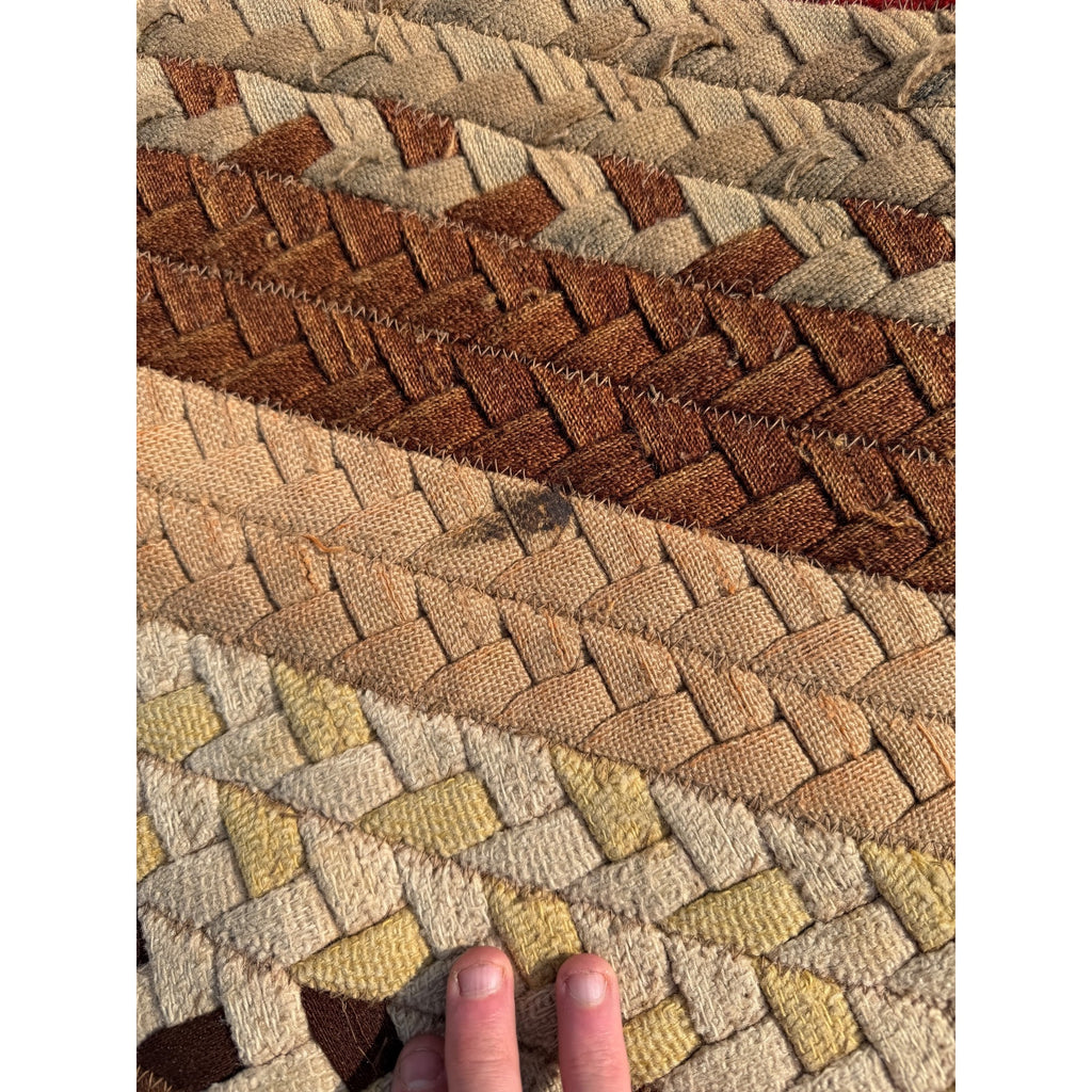 Antique Large Handmade Primitive Braided Area Floor Rug 11' x 14' Primitive Farmhouse