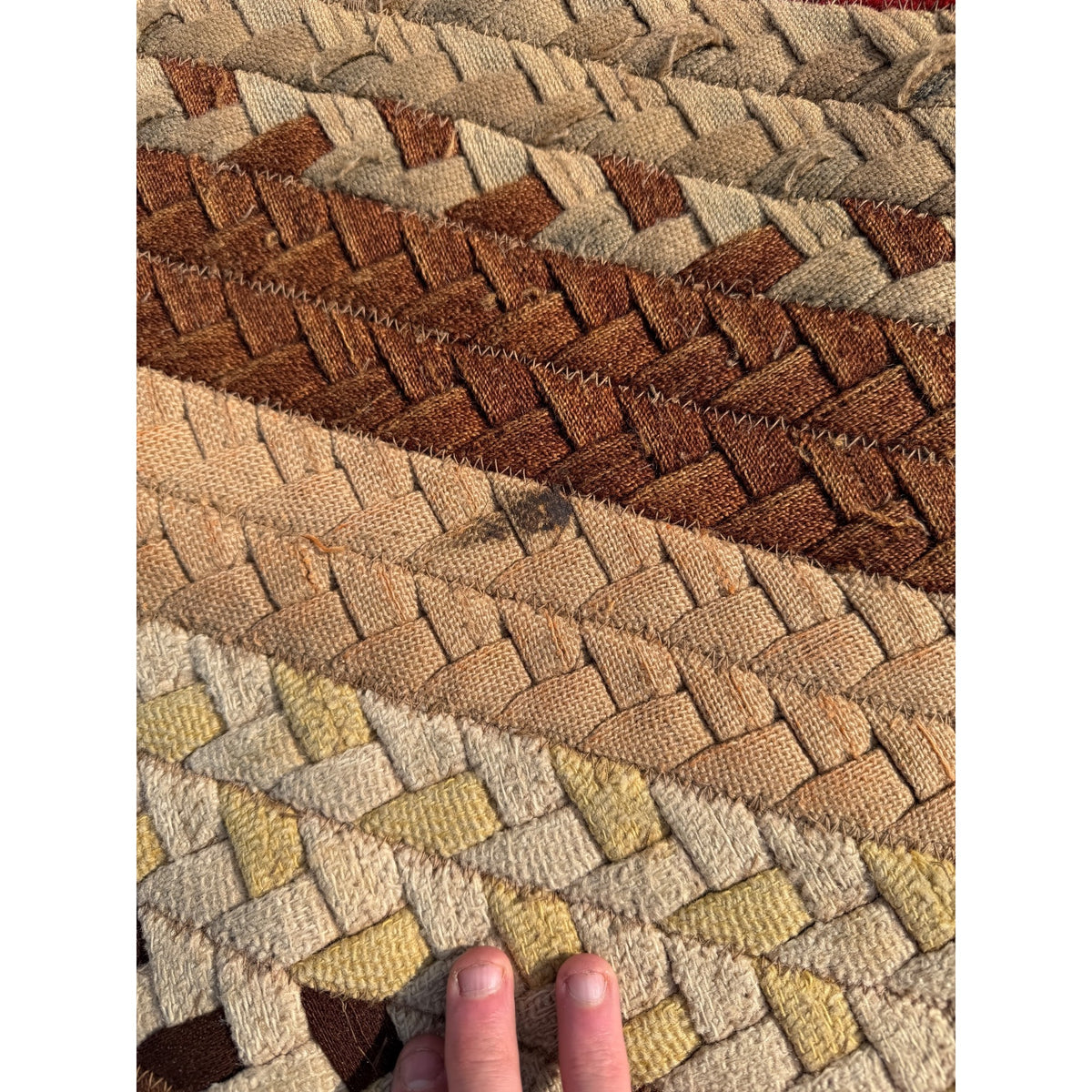 Antique Large Handmade Primitive Braided Area Floor Rug 11' x 14' Primitive Farmhouse