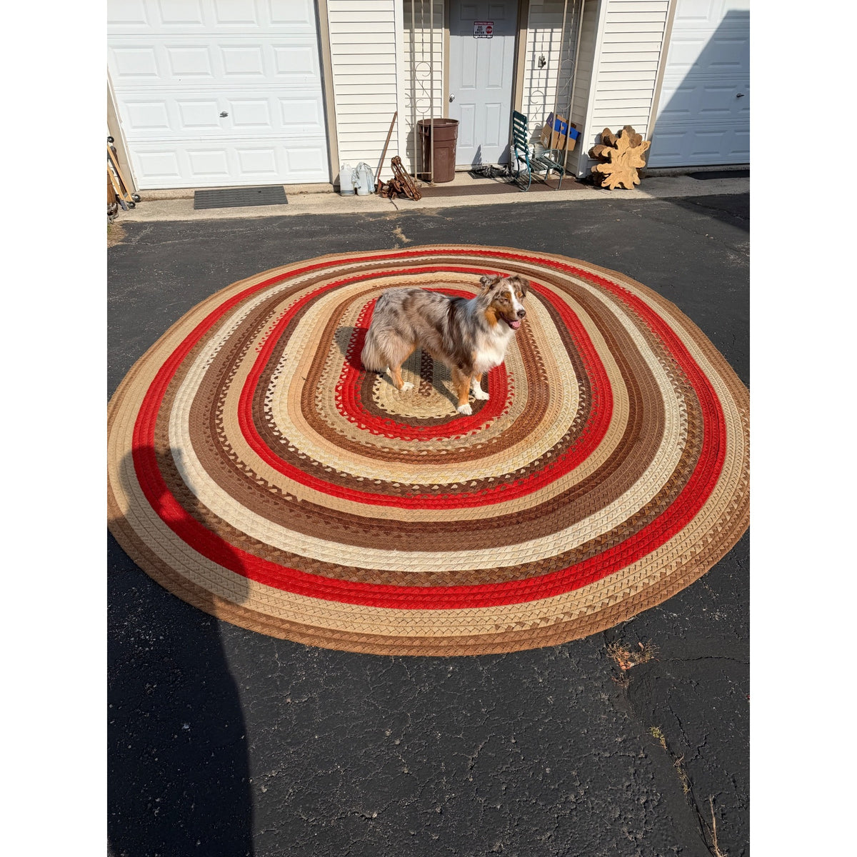 Antique Large Handmade Primitive Braided Area Floor Rug 11' x 14' Primitive Farmhouse