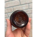 Vintage 1970s Barrel of Beer Amber Brown Glass Bottle 5.5" Mid-Century