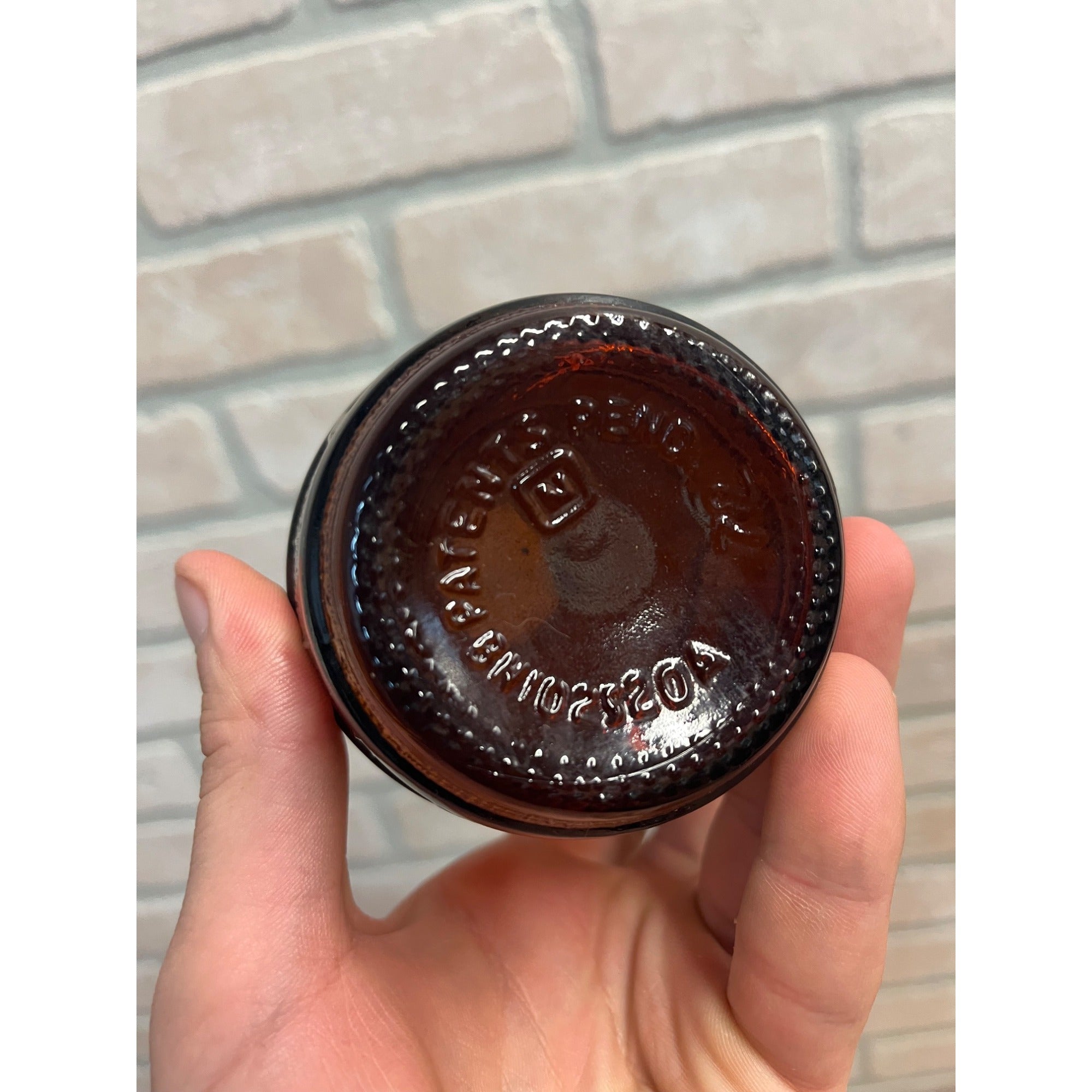 Vintage 1970s Barrel of Beer Amber Brown Glass Bottle 5.5" Mid-Century