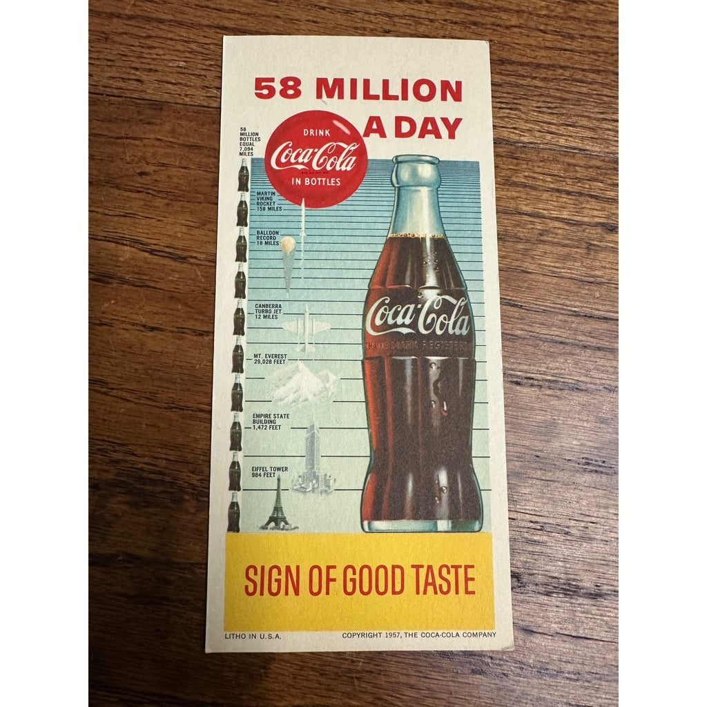 1957 Coke Coca-Cola Bottle 58 Million A Day Advertising Ink Blotter Unused NOS