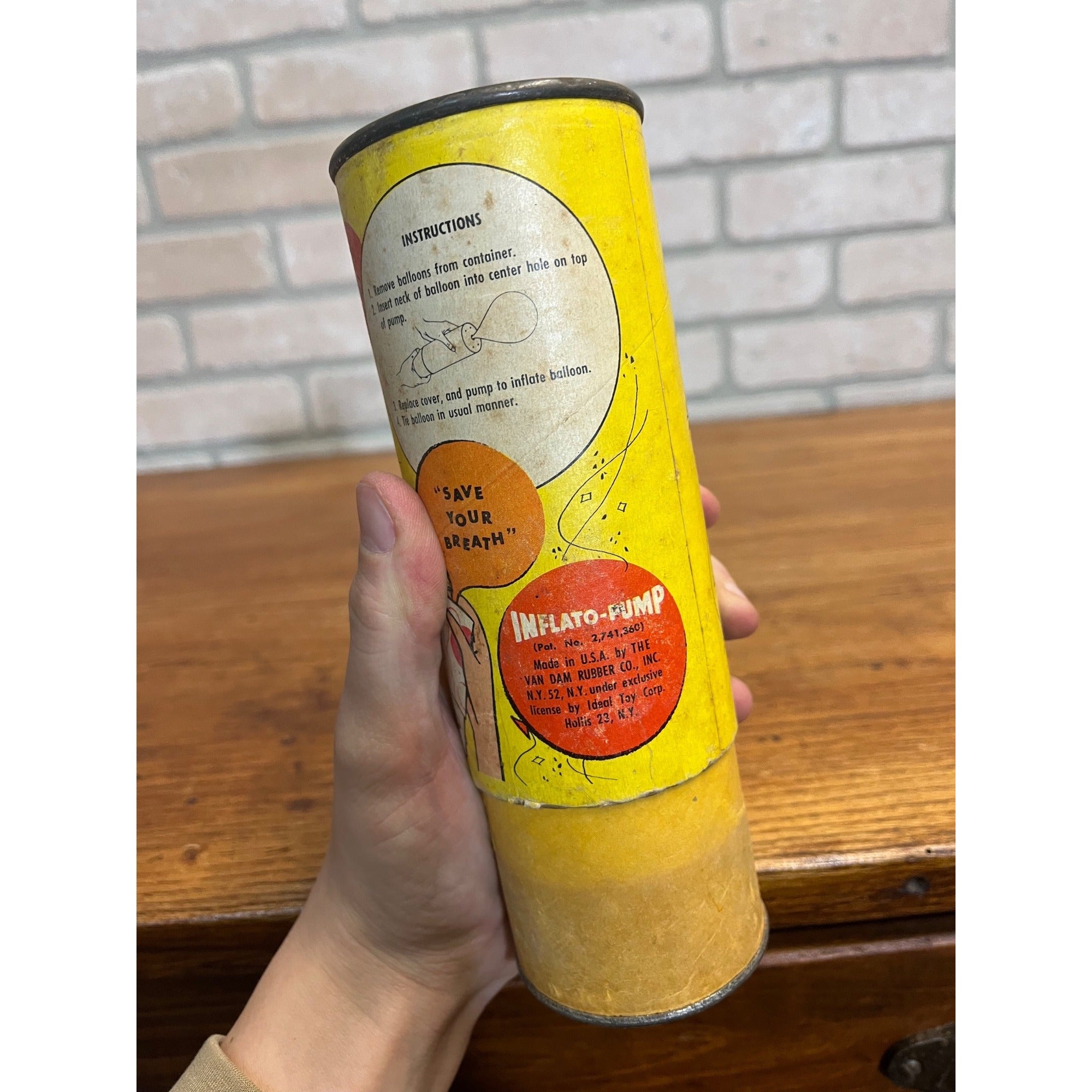 Vintage Balloon Inflato-Pump Van Dan Rubber Co. Ideal Toy Corp