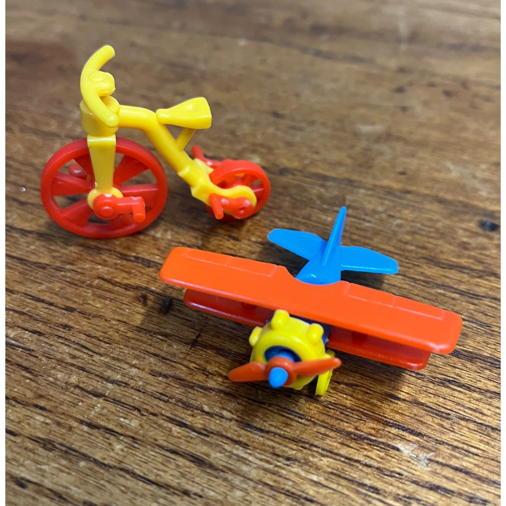 Lot of 2 Vintage West Germany Miniature Henschel Plastic Toys Airplane & Bicycle