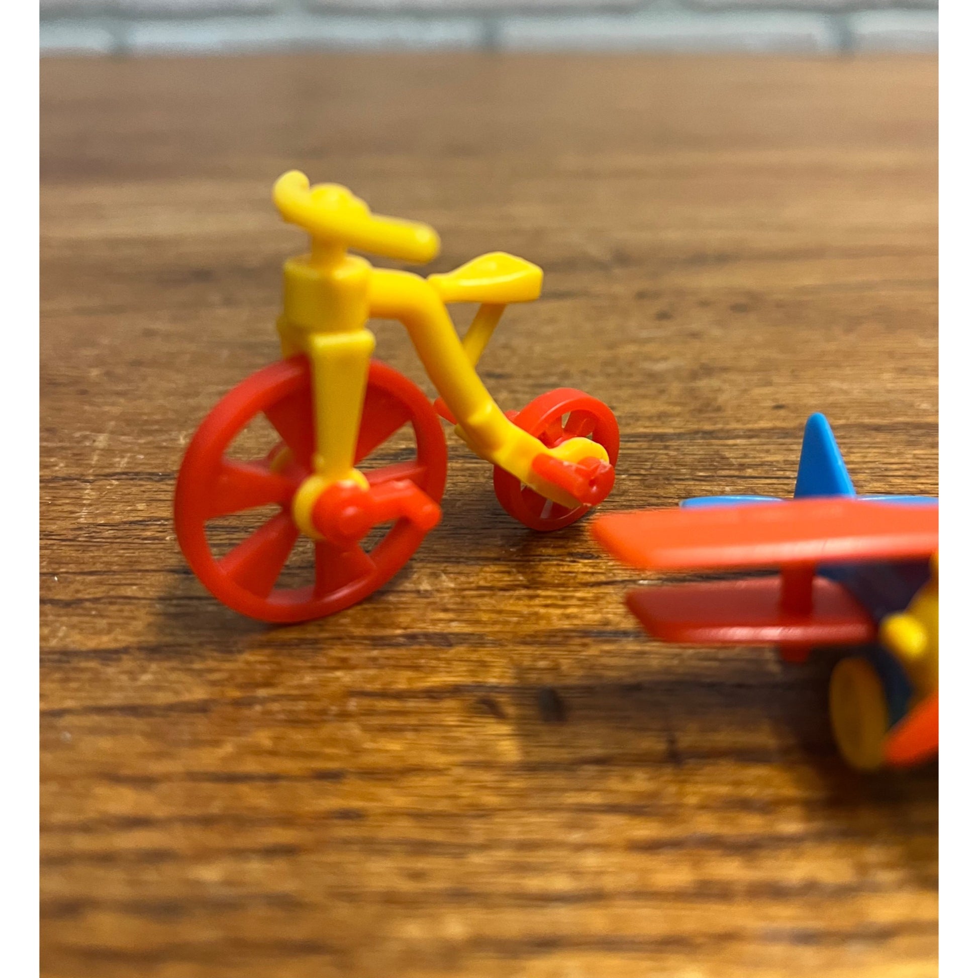 Lot of 2 Vintage West Germany Miniature Henschel Plastic Toys Airplane & Bicycle