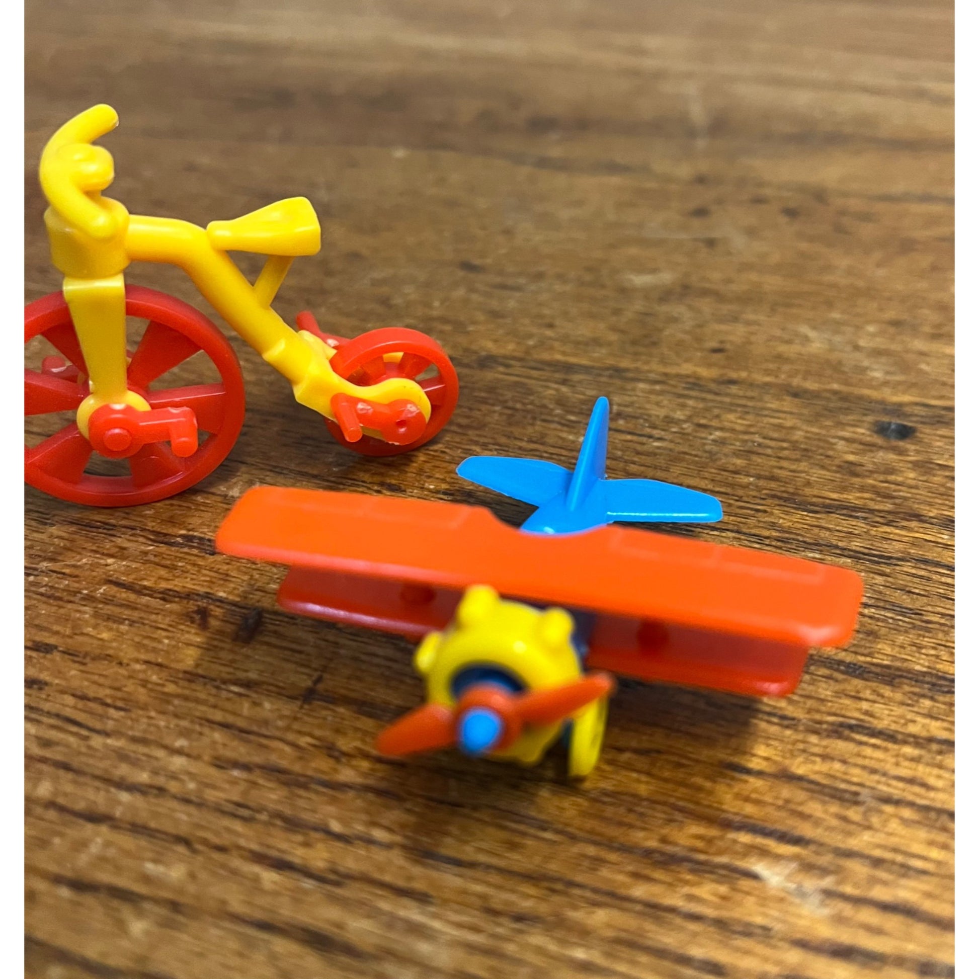 Lot of 2 Vintage West Germany Miniature Henschel Plastic Toys Airplane & Bicycle