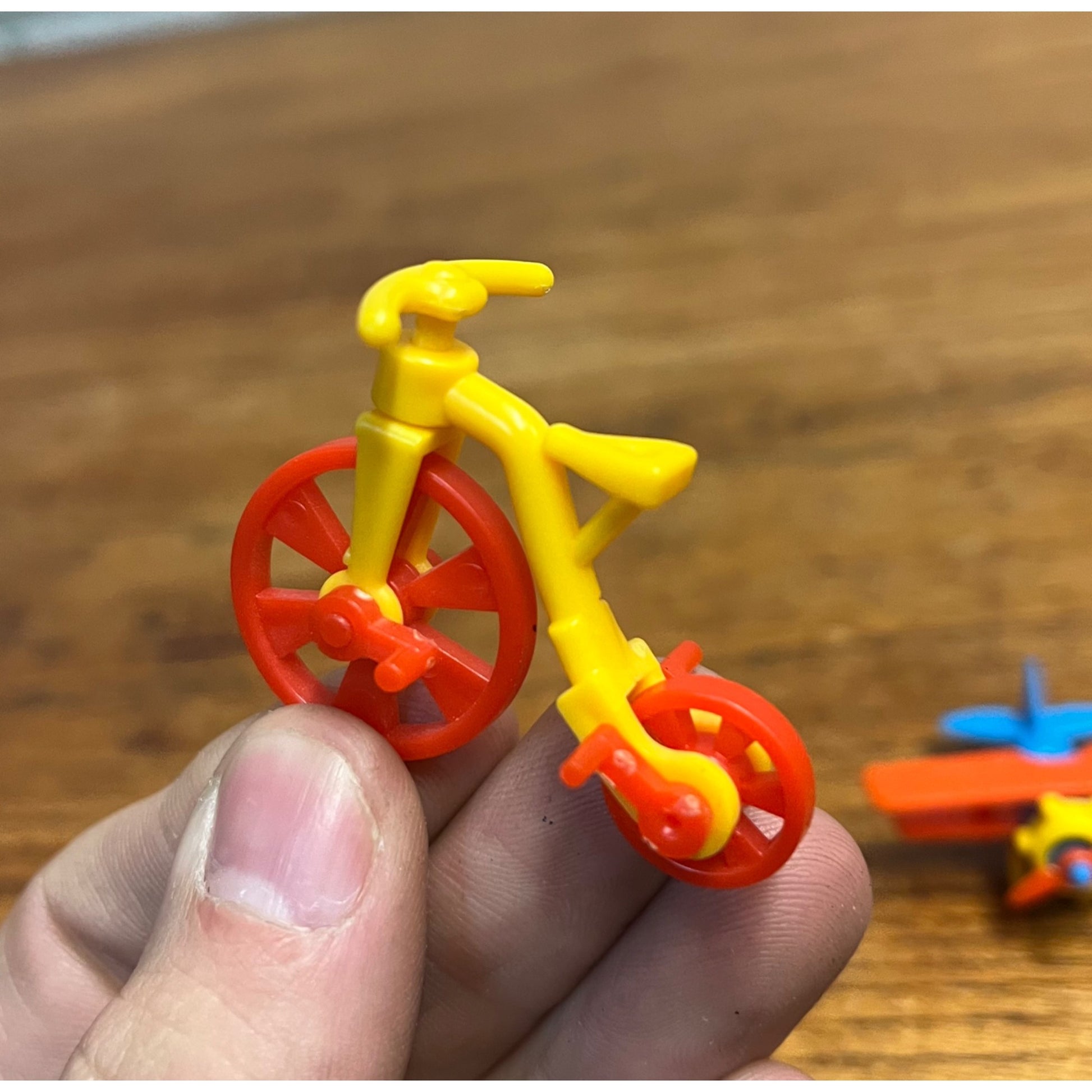 Lot of 2 Vintage West Germany Miniature Henschel Plastic Toys Airplane & Bicycle