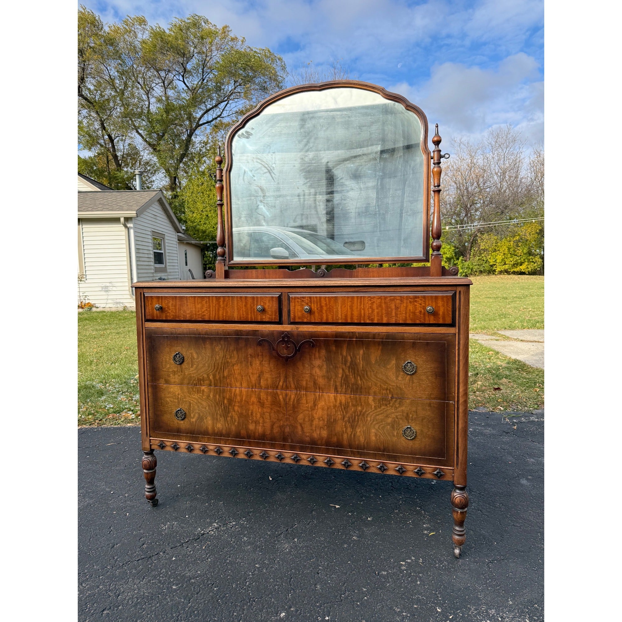 Vintage 1930s Art Deco Dresser w/ Mirror - Blackhawk Furniture Co.