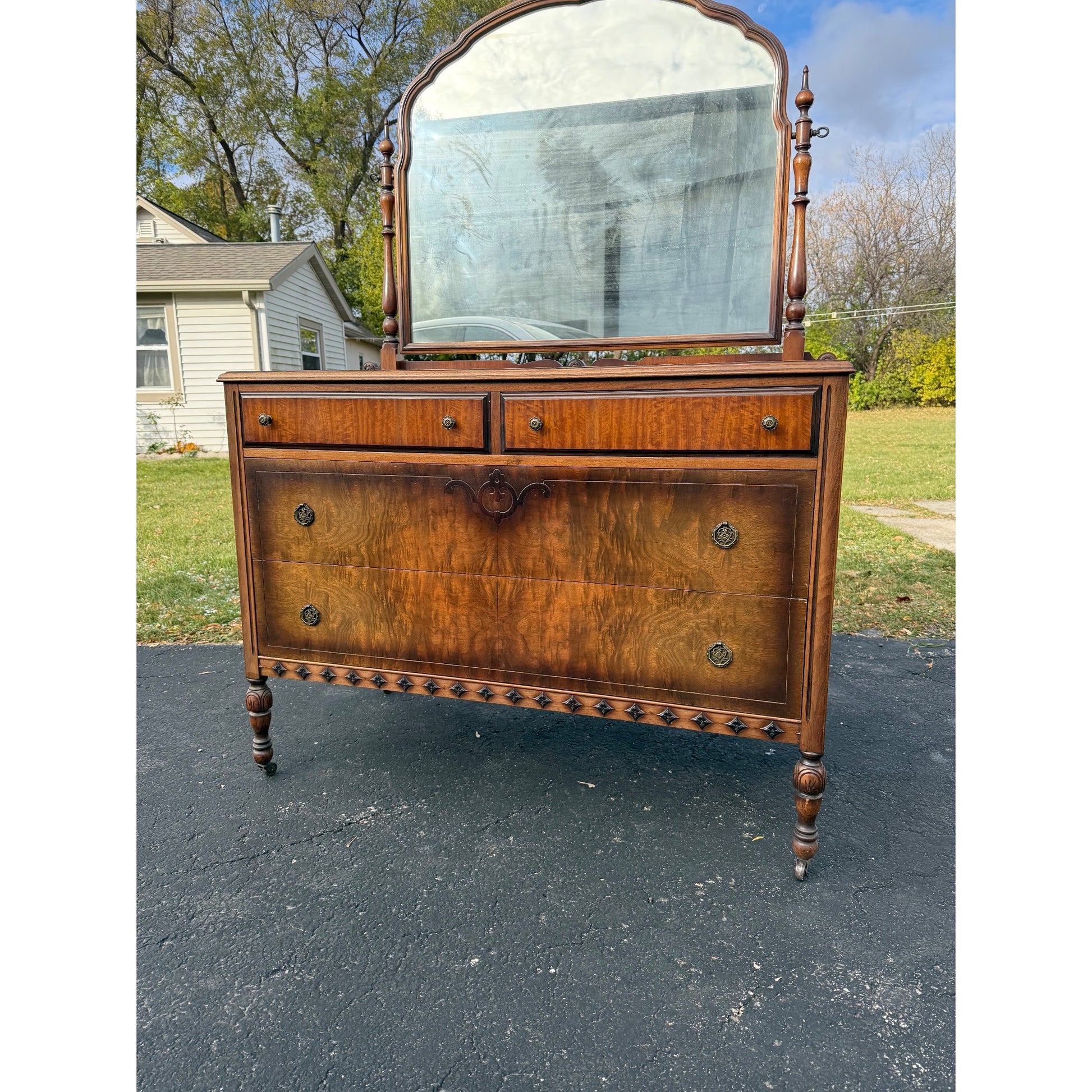 Vintage 1930s Art Deco Dresser w/ Mirror - Blackhawk Furniture Co.