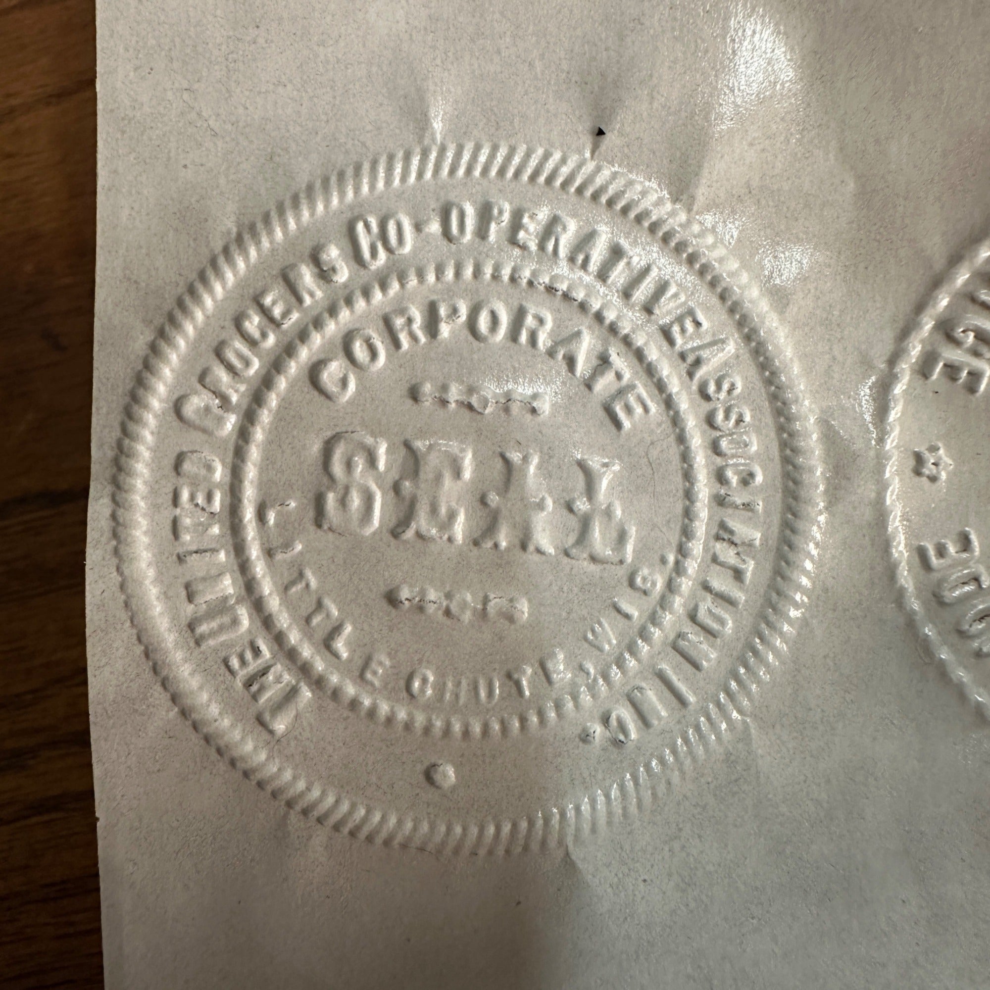 Antique Cast Iron Notary Stamp Seal -United Grocer Co-op Little Chute Wis