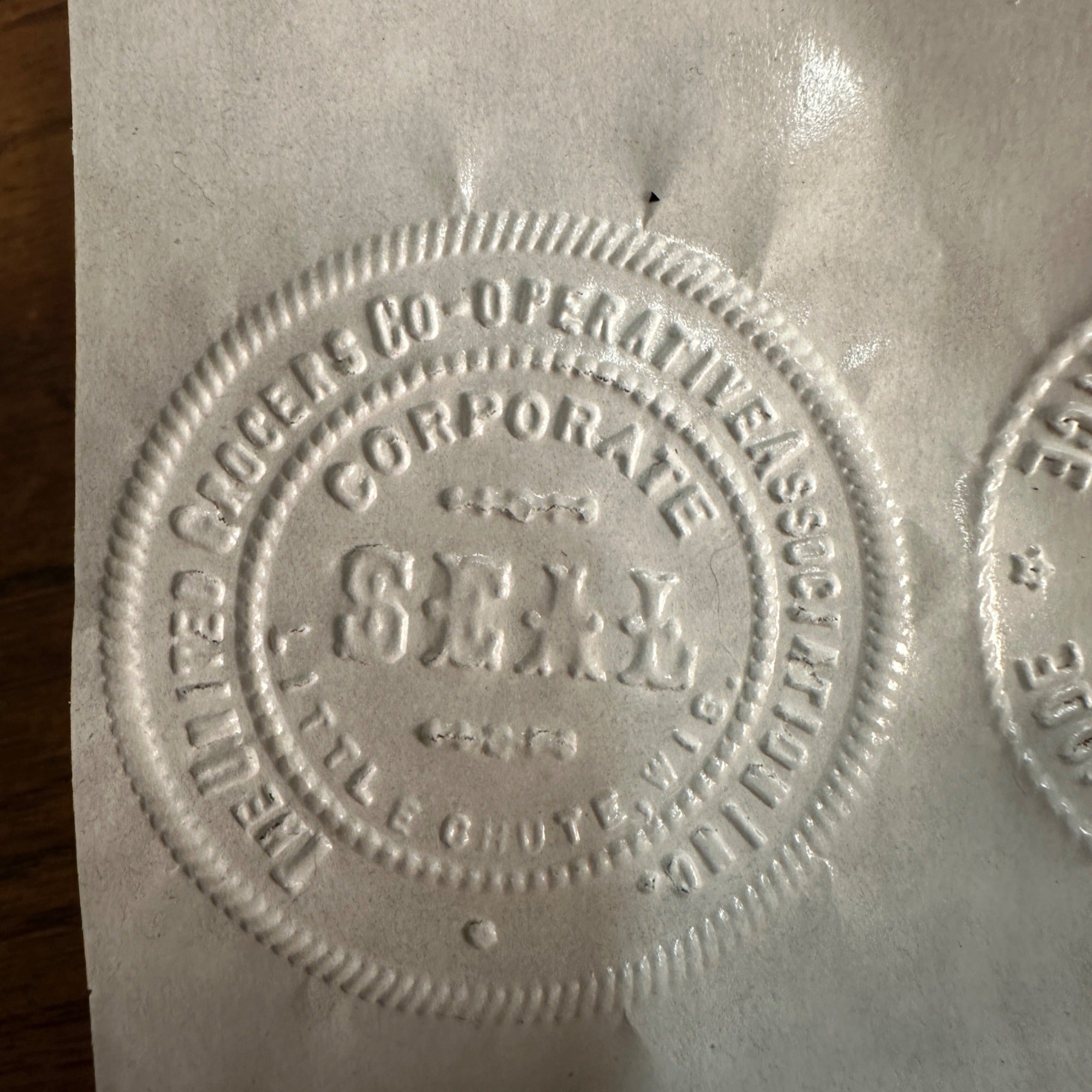 Antique Cast Iron Notary Stamp Seal -United Grocer Co-op Little Chute Wis