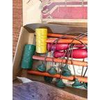 Antique Parlor Table Croquet Set J Pressman & Co w/ Box 1900s Children's Game Toy