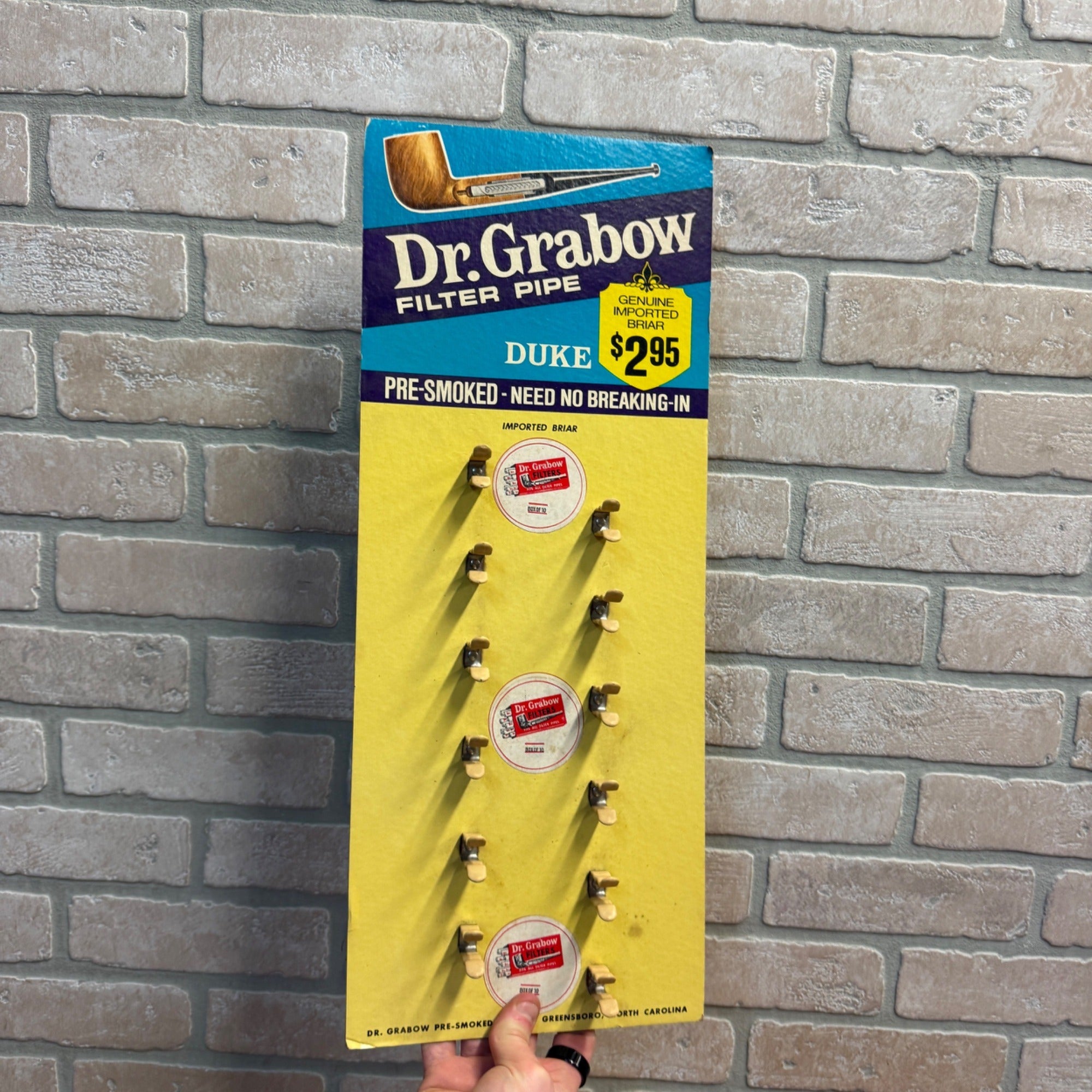 Dr Grabow Vintage Pipe Tobacco Smoking Display Stand Sign Retail Advertising.