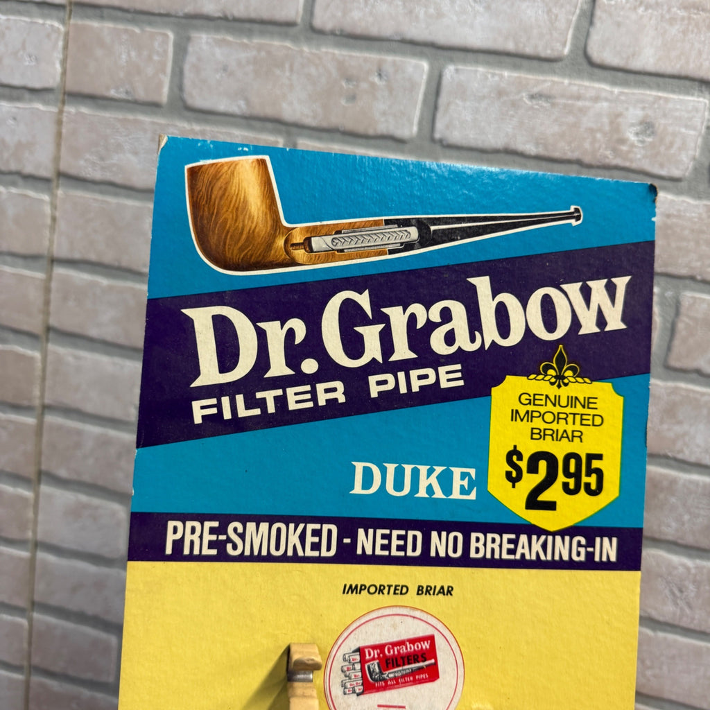 Dr Grabow Vintage Pipe Tobacco Smoking Display Stand Sign Retail Advertising.
