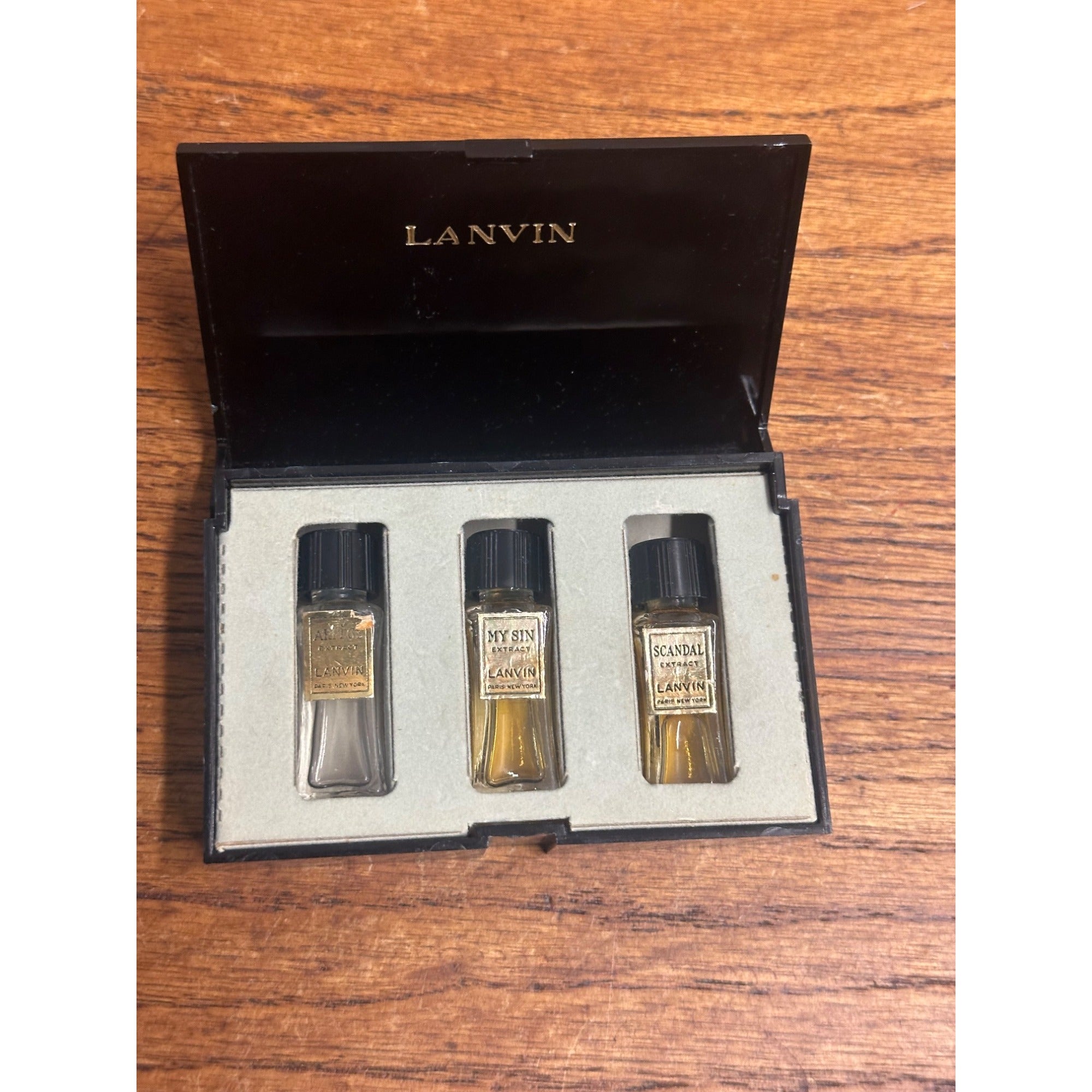 Vintage Lanvin Arpege My Sin Scandal Perfume in Box Set 3 Paris New York Extract