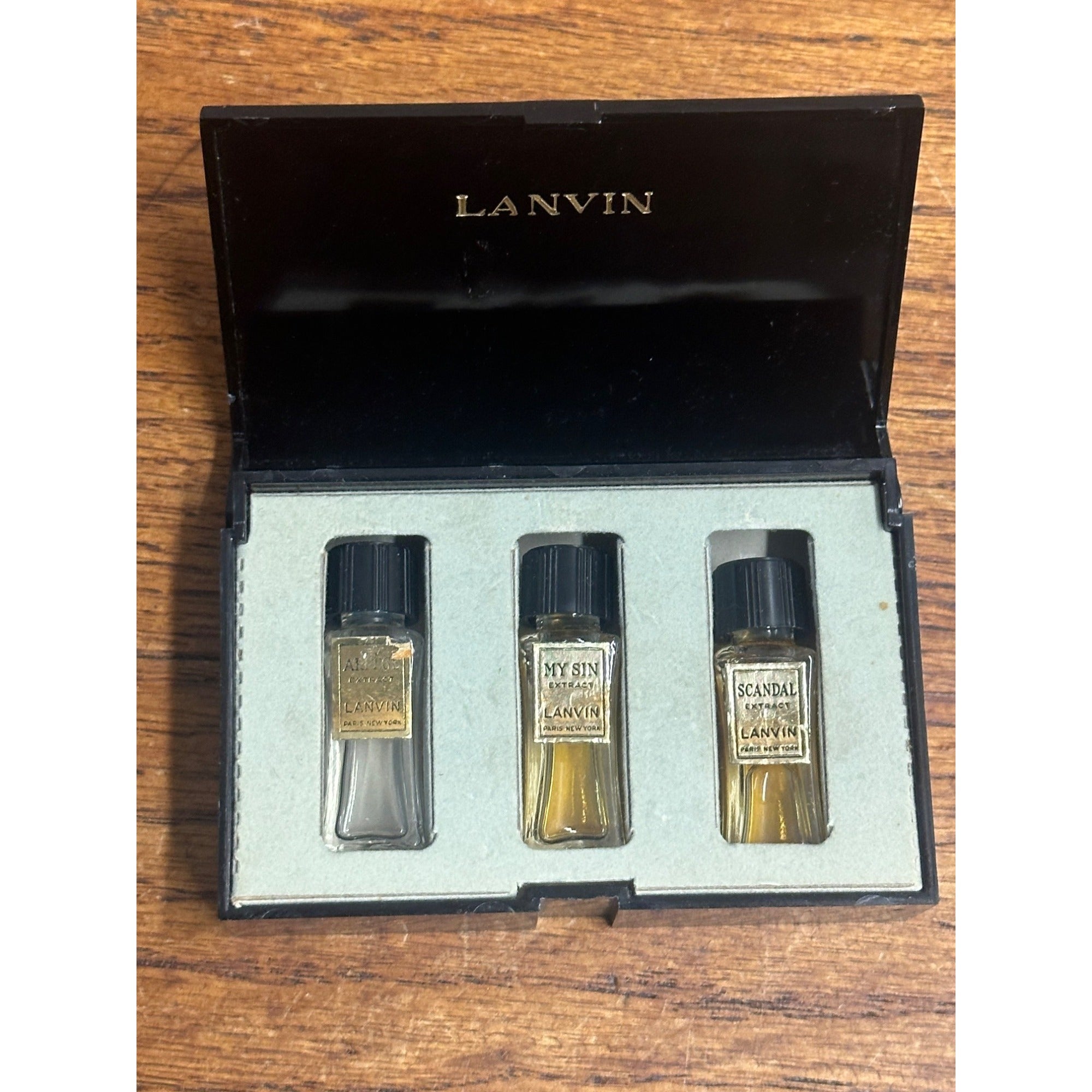 Vintage Lanvin Arpege My Sin Scandal Perfume in Box Set 3 Paris New York Extract