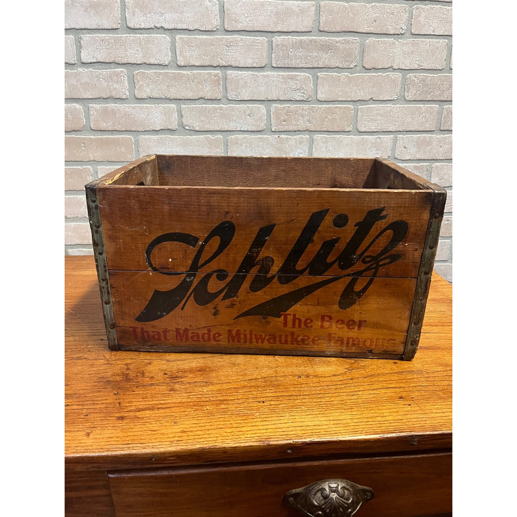 Schlitz Wooden Beer Crate 1933 "The Beer That Made Milwaukee Famous" Vintage