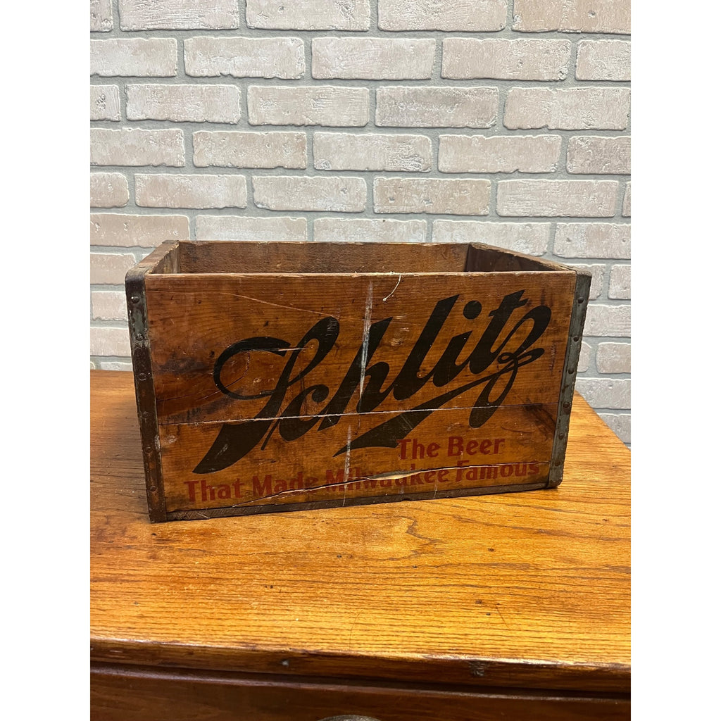 Schlitz Wooden Beer Crate 1933 "The Beer That Made Milwaukee Famous" Vintage
