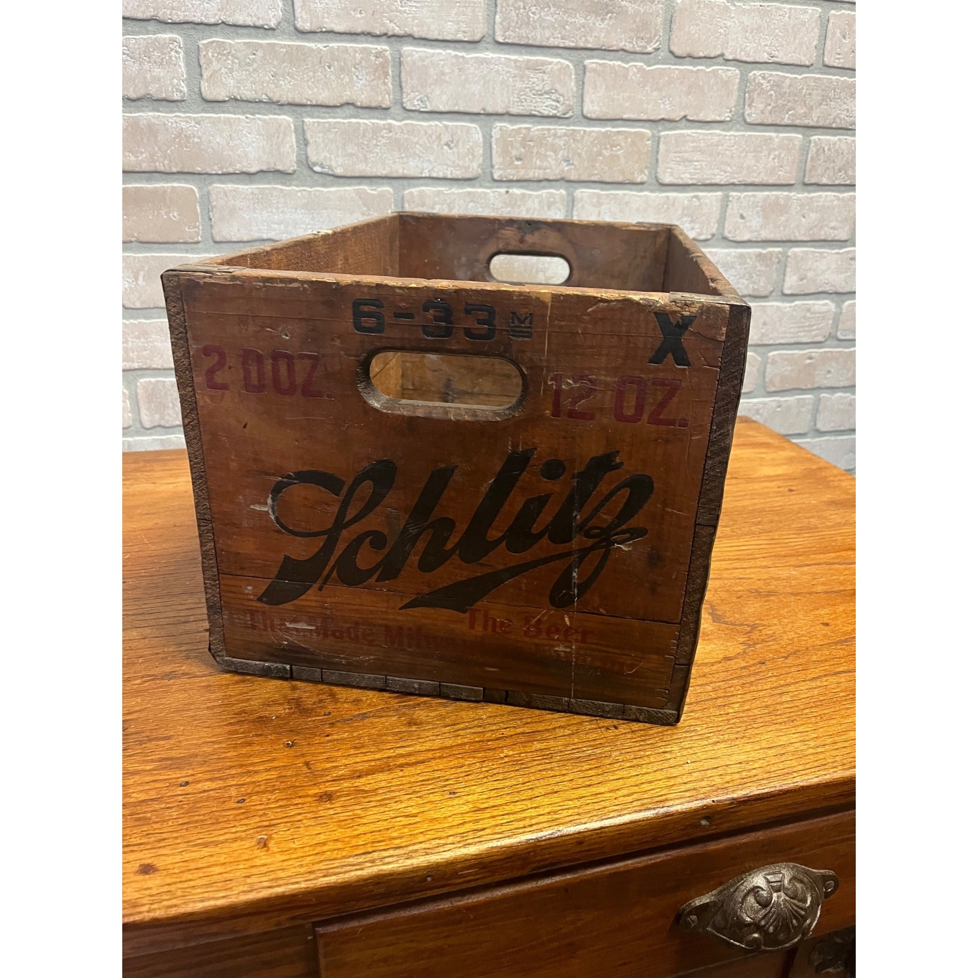 Schlitz Wooden Beer Crate 1933 "The Beer That Made Milwaukee Famous" Vintage