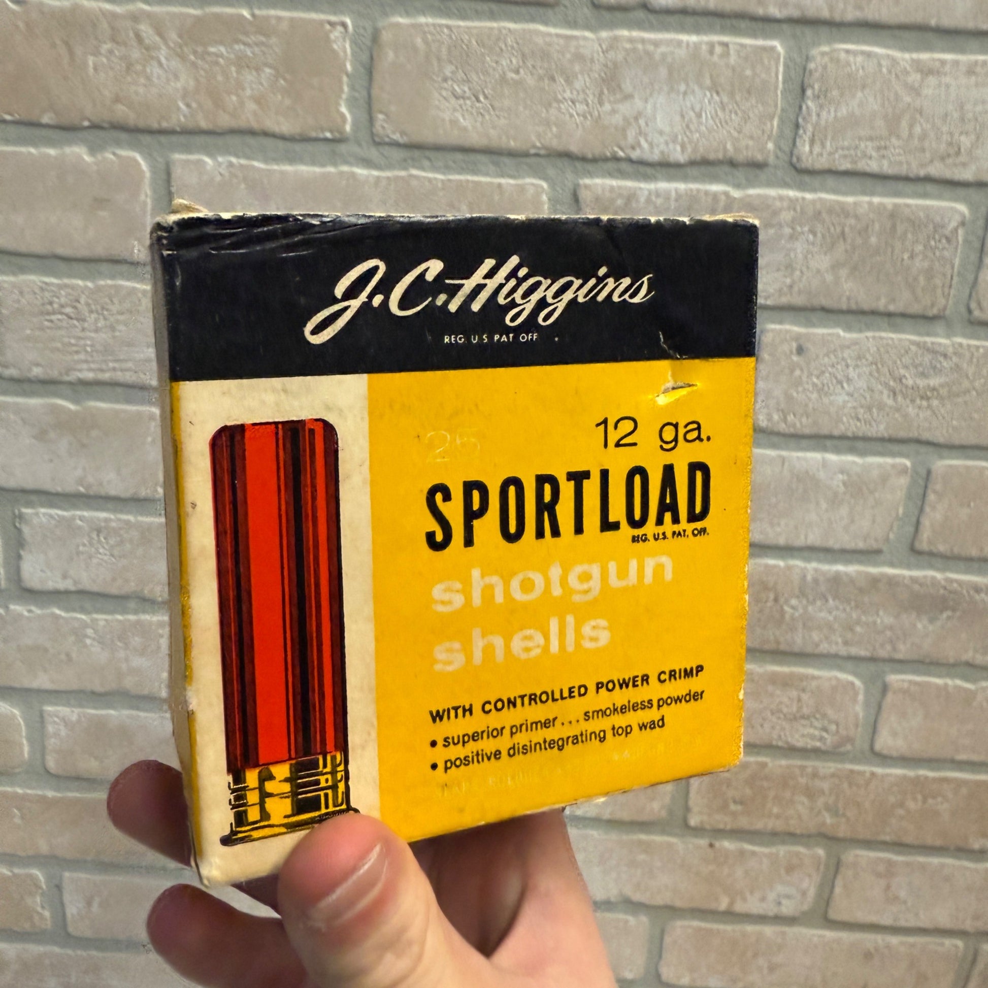 JC Higgins Empty Ammo Box Sears Roebuck 12 GA Sportload 25 Shotgun Shells