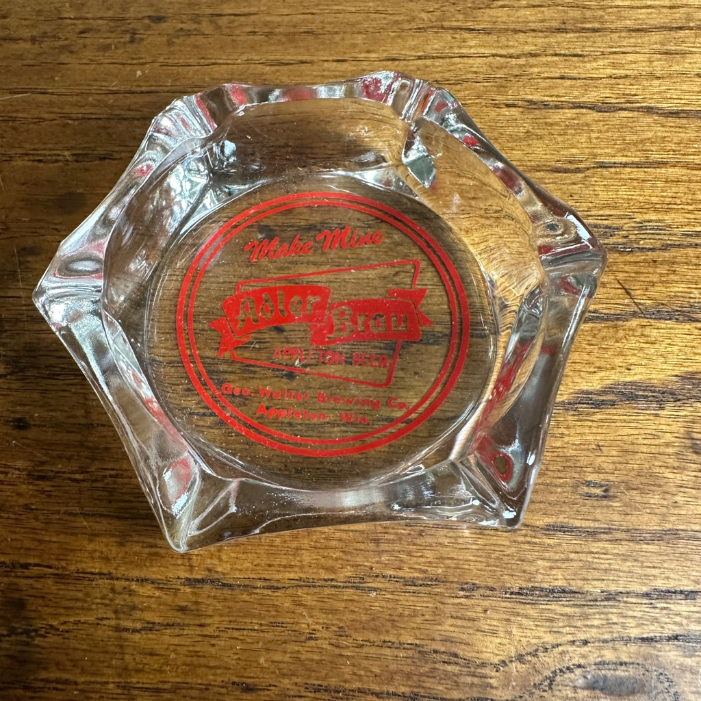 Adler Brau Geo Walter's Brewing Co. Appleton Wisconsin Beer Glass Ashtray