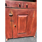 Antique Primitive Red Painted Step Back Cupboard Cabinet Kitchen Hutch Farmhouse Country