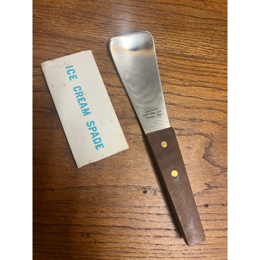 Vintage Ice Cream Scoop w/ Advertising Waupun Wis Ken's Feed Mill