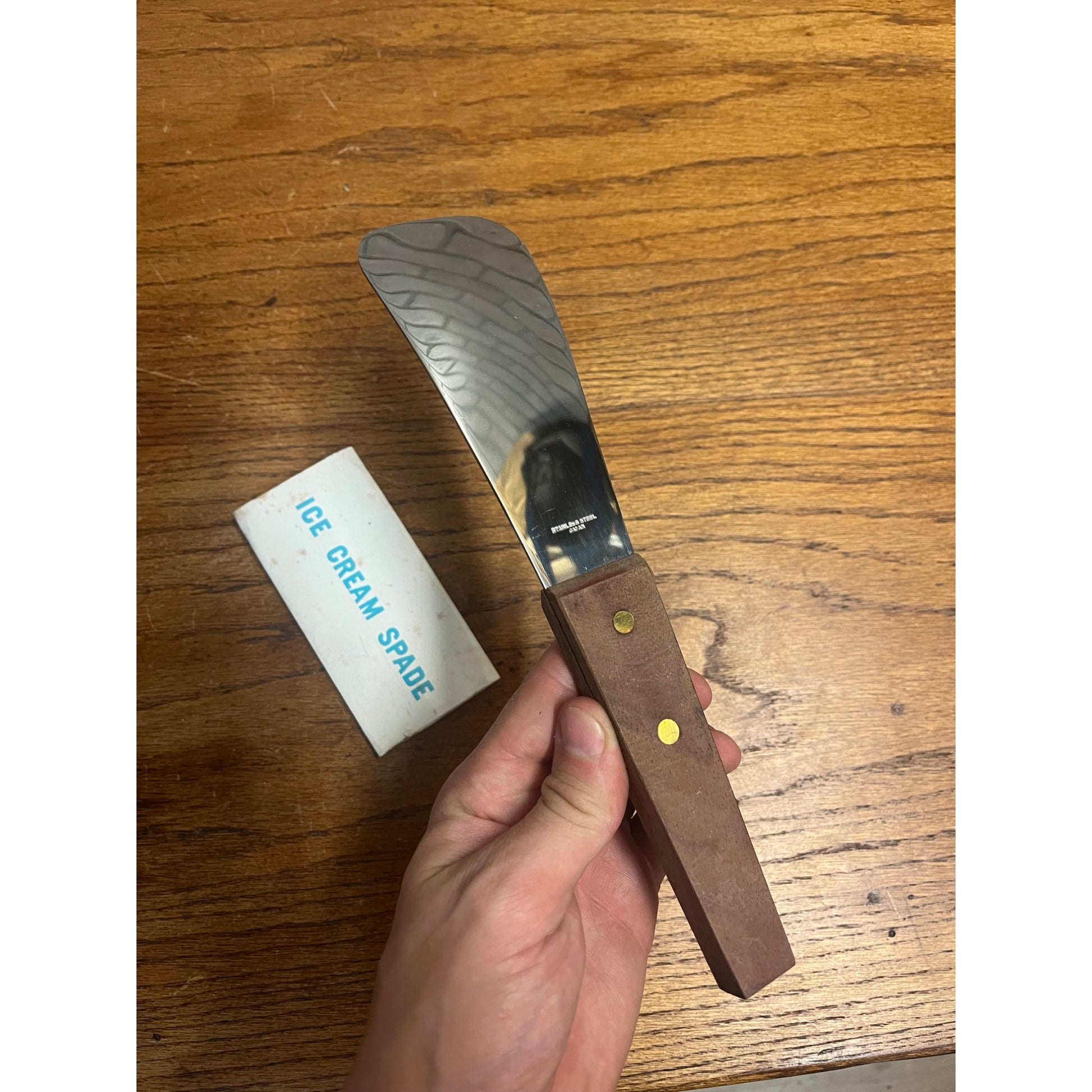 Vintage Ice Cream Scoop w/ Advertising Waupun Wis Ken's Feed Mill