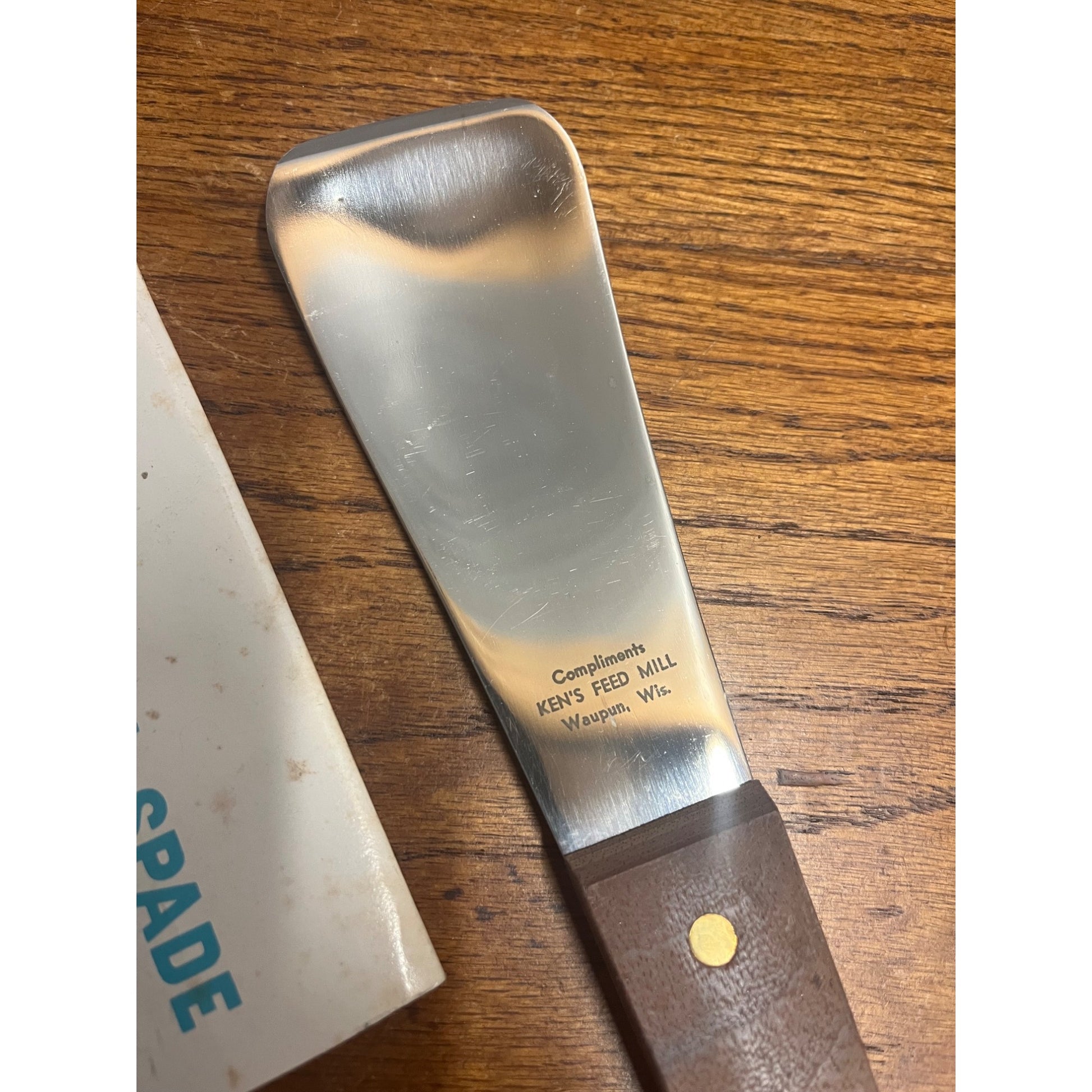 Vintage Ice Cream Scoop w/ Advertising Waupun Wis Ken's Feed Mill