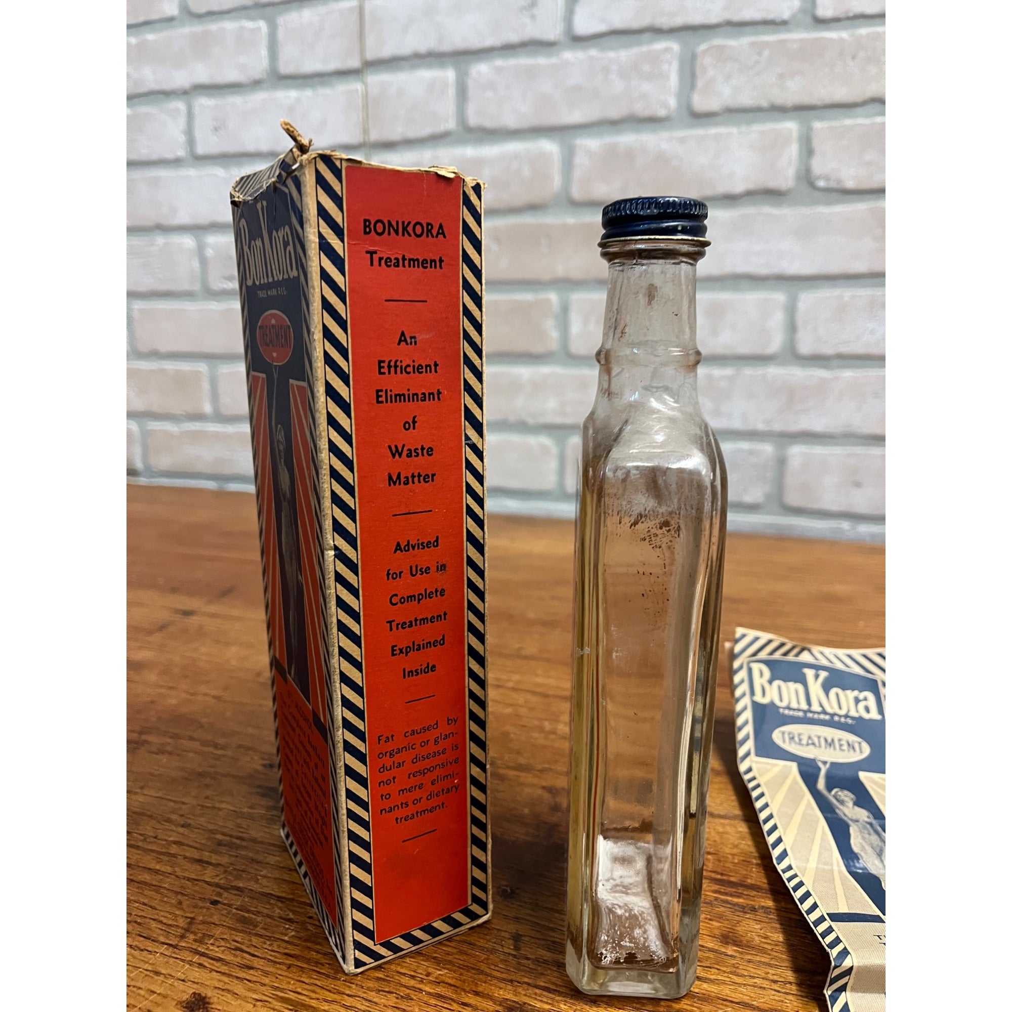 Vintage 1930s Art Deco Bon Kora Medicine Bottle Box Battle Creek MI Advertising