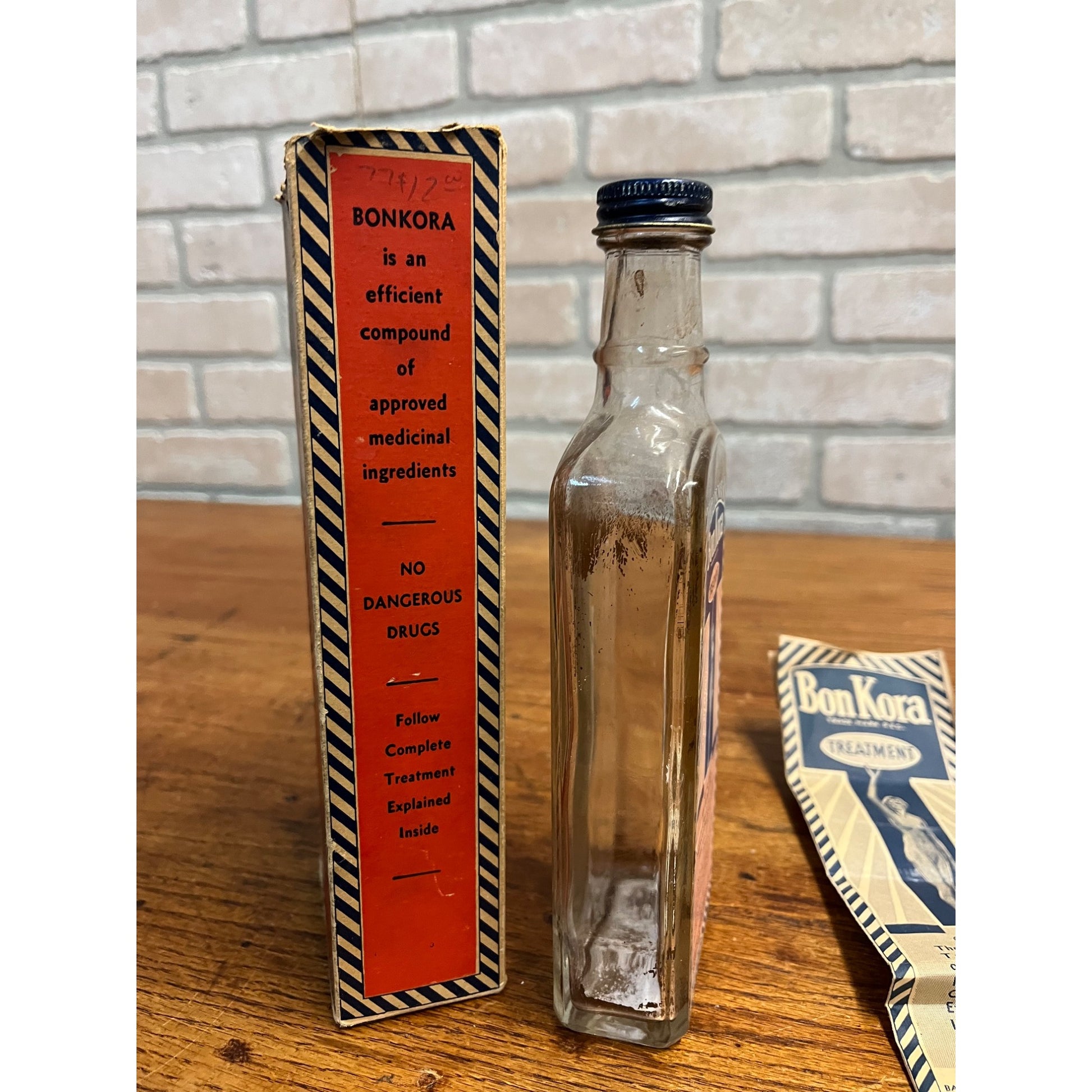 Vintage 1930s Art Deco Bon Kora Medicine Bottle Box Battle Creek MI Advertising