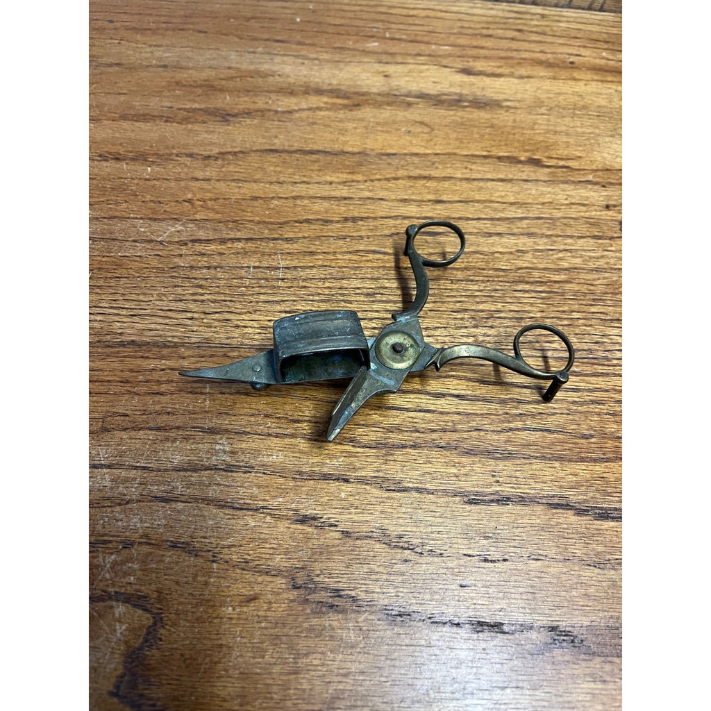 Antique Brass Candle Snuffer Scissors Footed
