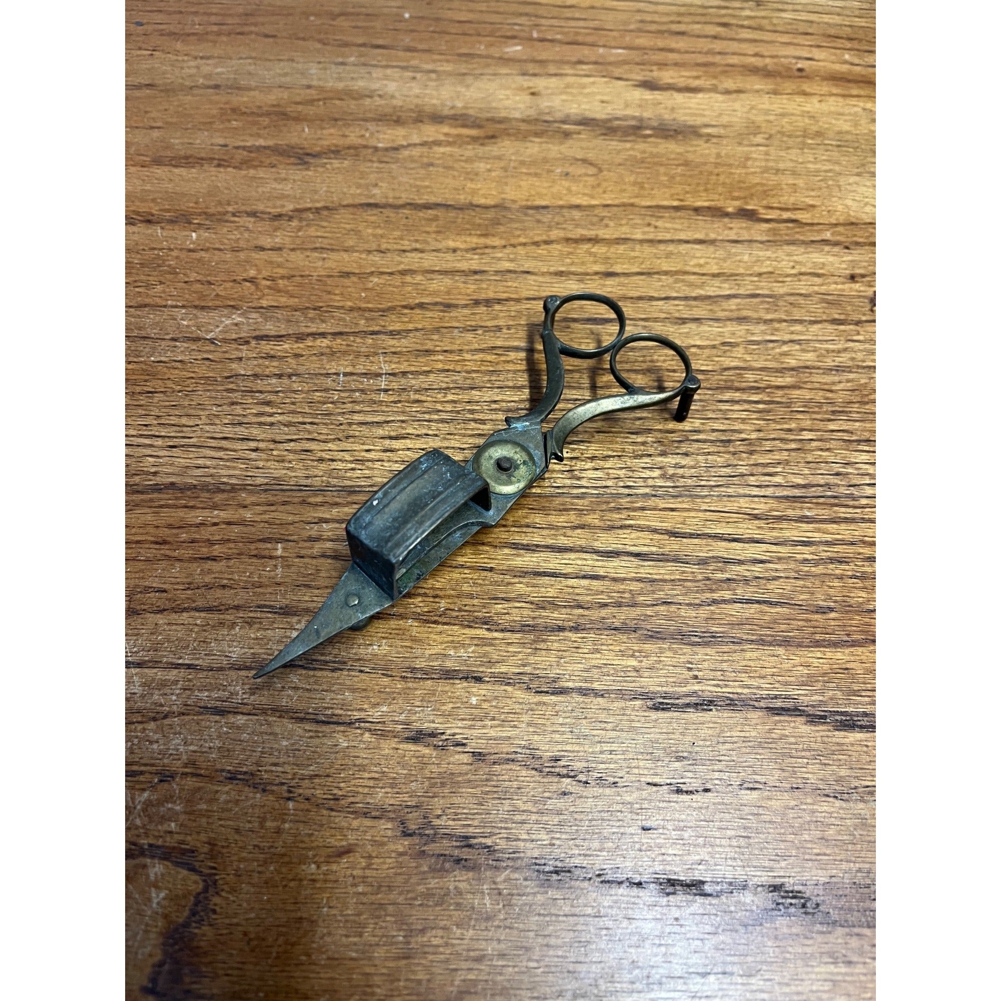 Antique Brass Candle Snuffer Scissors Footed