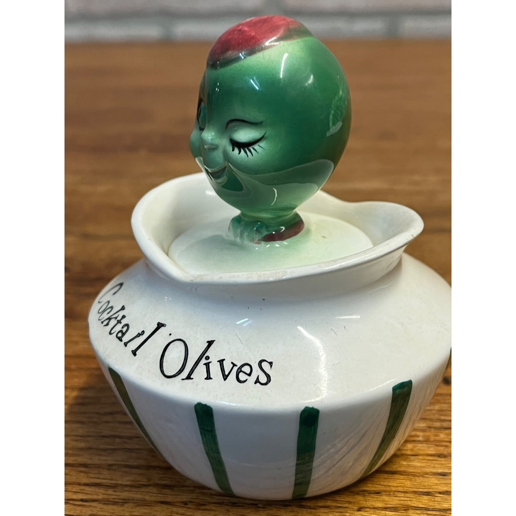 Vintage 1950s Holt Howard / Lefton Cocktail Olives Jar Pixieware MCM Japan #1480